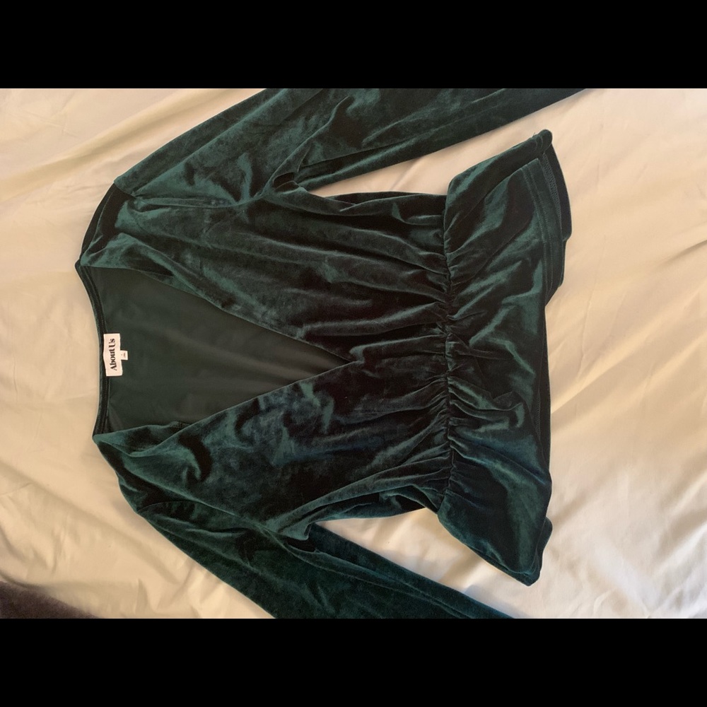 About us low cut long sleeve blouse from revolve